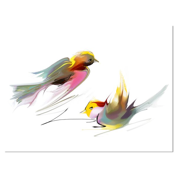 DesignArt 'Flying Birds Illustration' Painting Print on Wrapped Canvas